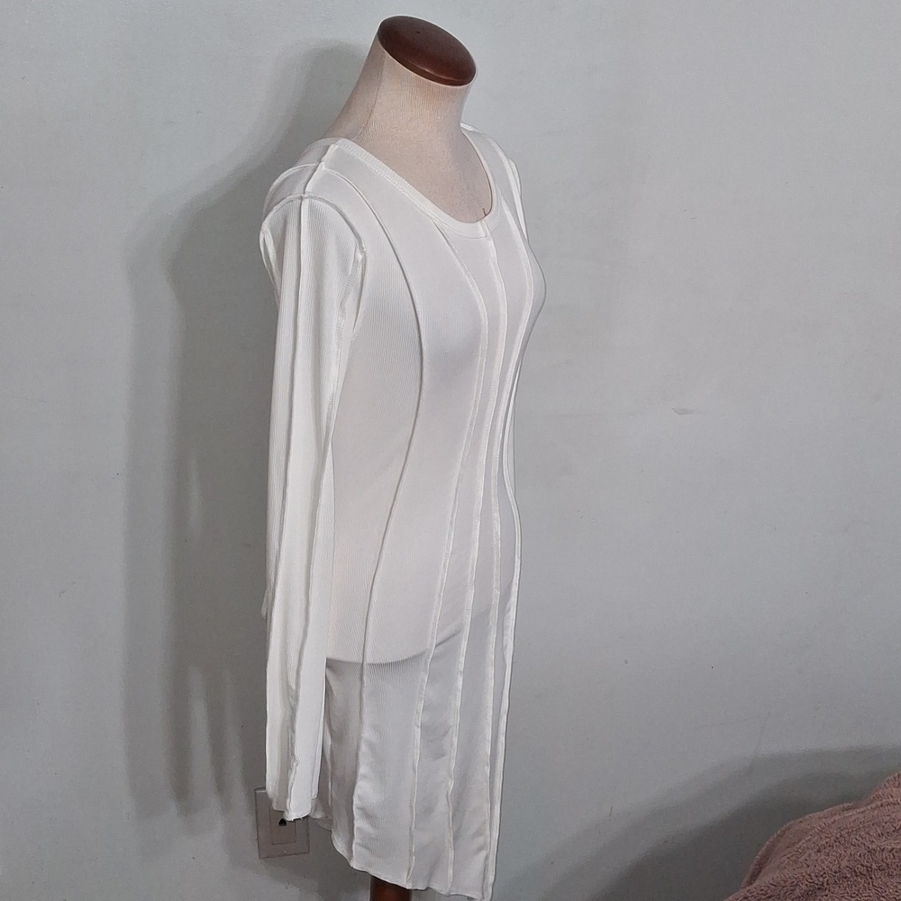 SHEIN White Fitted Long Sleeve Dress- W Sz 4 - Picture 2 of 6